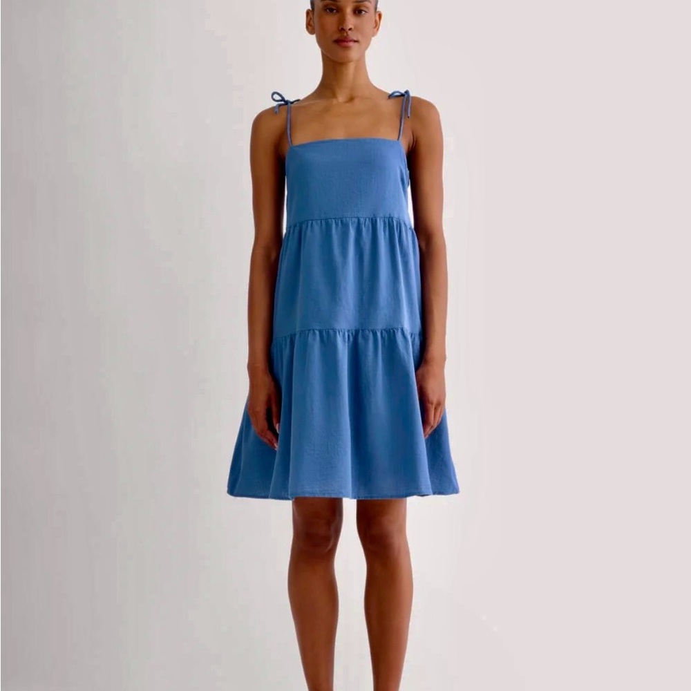 Everlane Blue Tiered Mini Dress